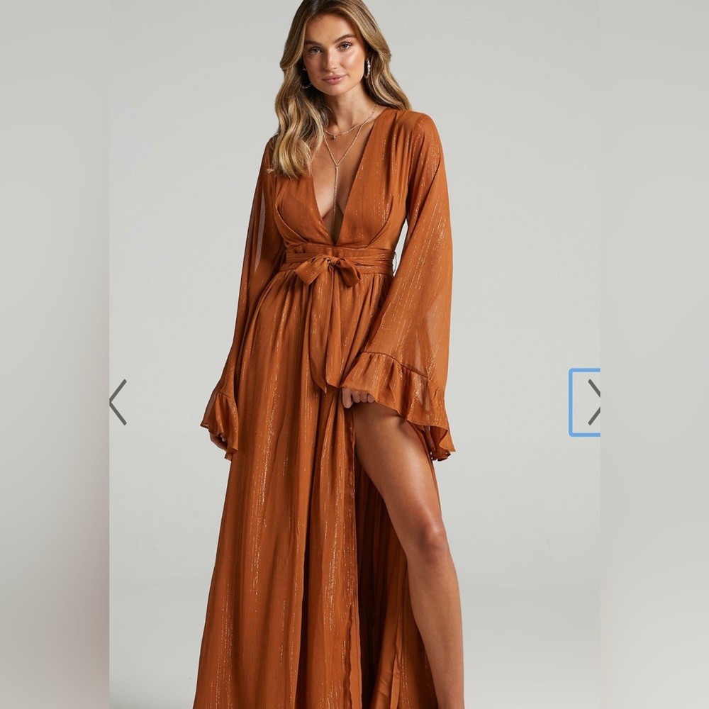 Long flowy Burnt Orange maxi dress